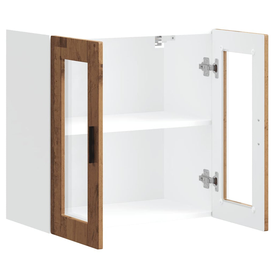 Keukenwandkast met glazen deur Porto oud houtkleurig