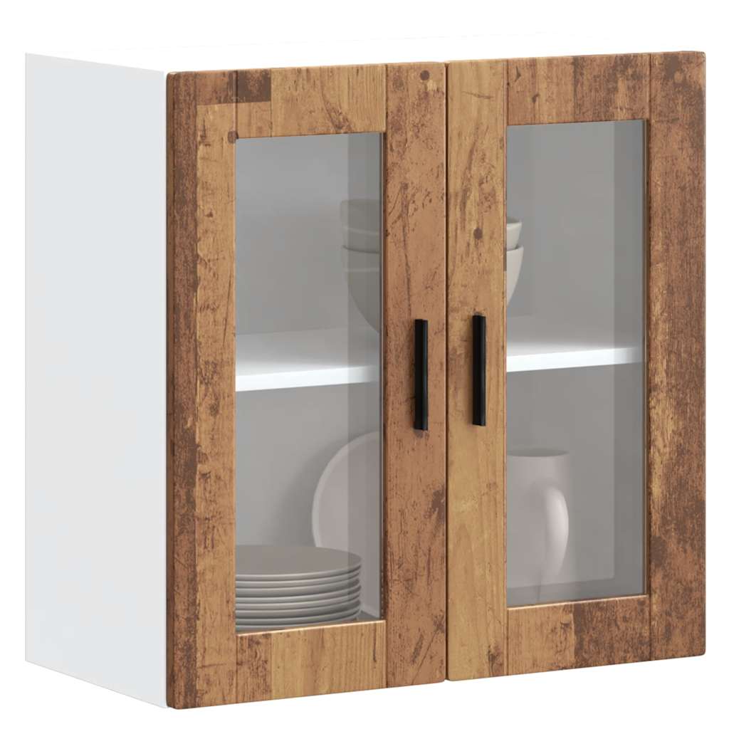 Keukenwandkast met glazen deur Porto oud houtkleurig