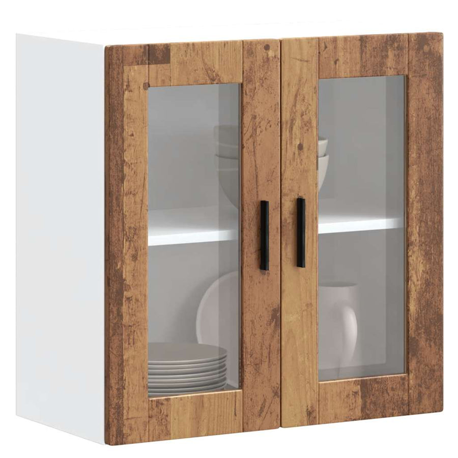 Keukenwandkast met glazen deur Porto oud houtkleurig