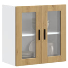 Keukenwandkast 60x31x60 cm bewerkt hout glas eikenkleur