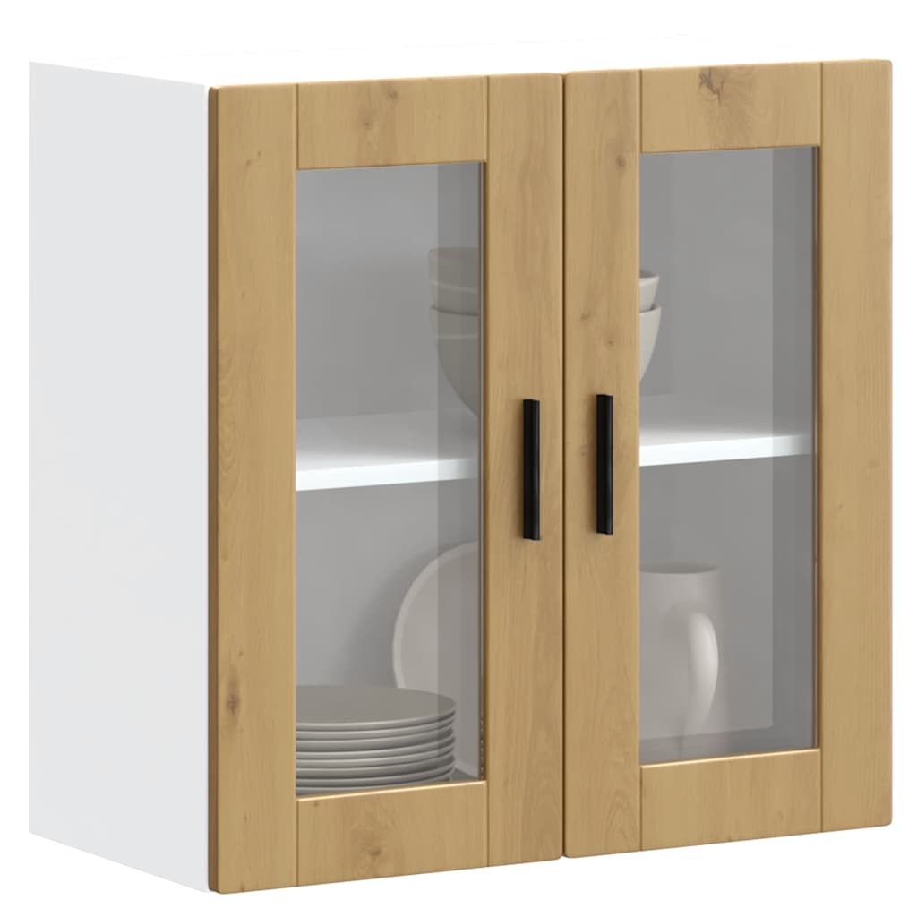 Keukenwandkast met glazen deur Porto artisanaal eikenkleur