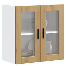 Keukenwandkast met glazen deur Porto artisanaal eikenkleur