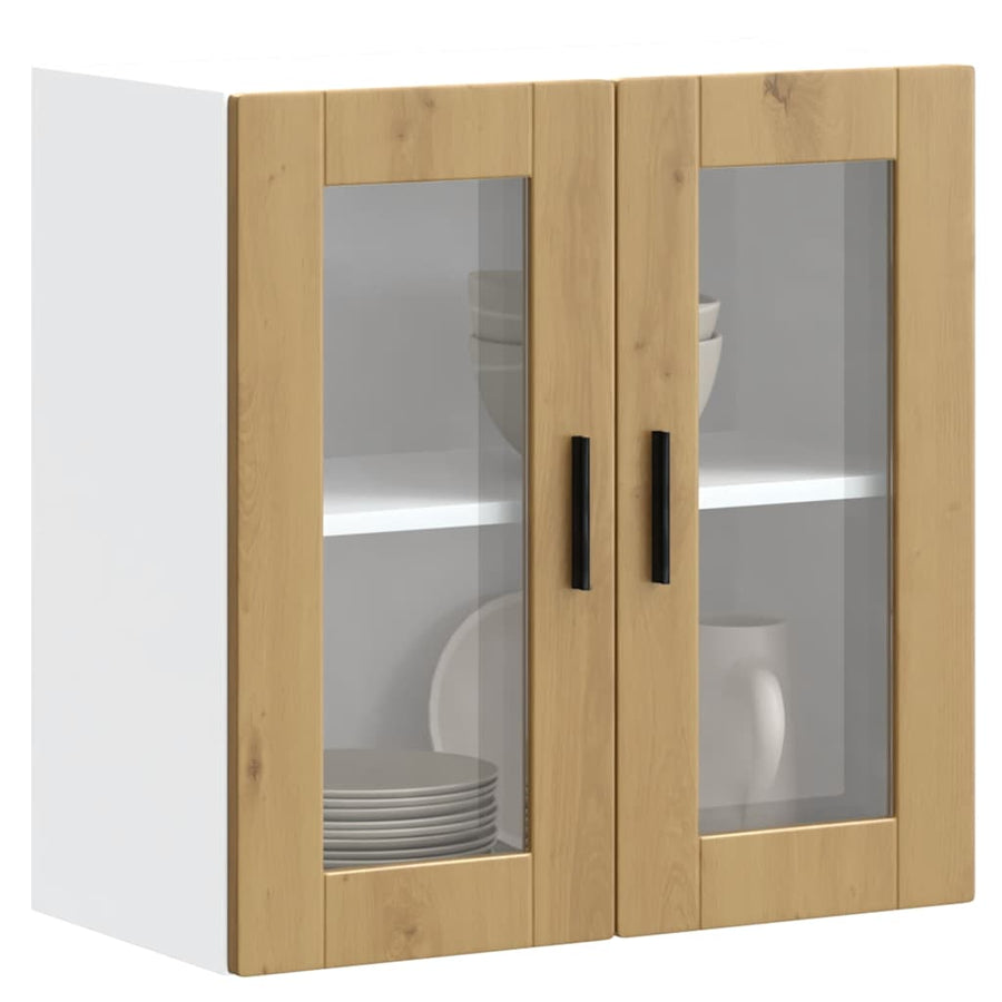 Keukenwandkast met glazen deur Porto artisanaal eikenkleur