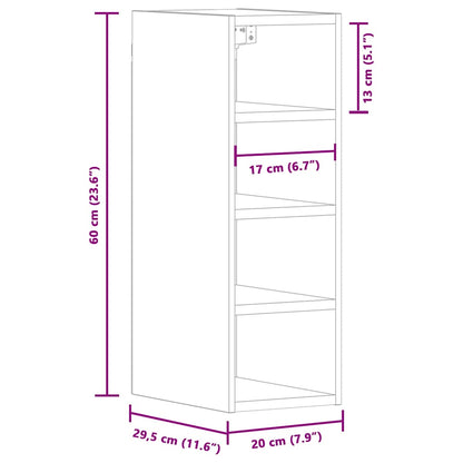 Hangkast 20x29,5x60 cm bewerkt hout betongrijs