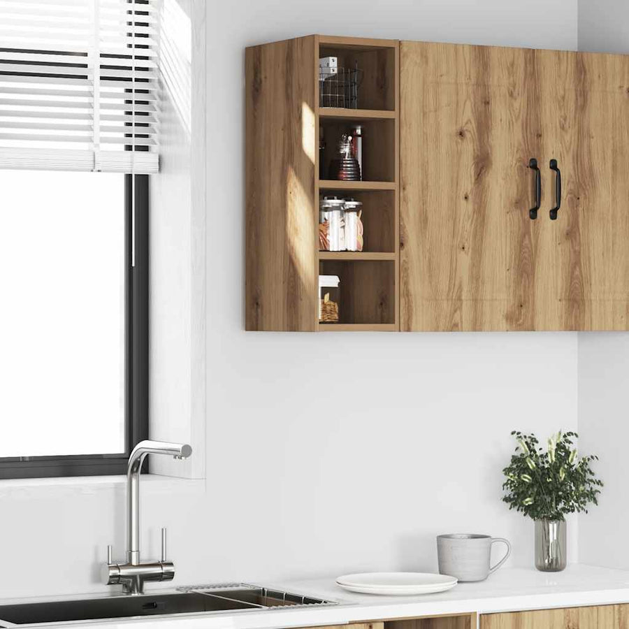 Hangkast 20x29,5x60 cm bewerkt hout artisanaal eikenkleur