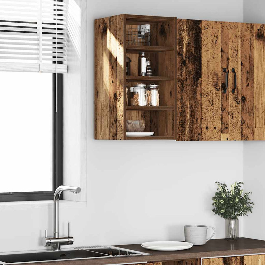 Hangkast 30x29,5x60 cm bewerkt hout oud houtkleurig