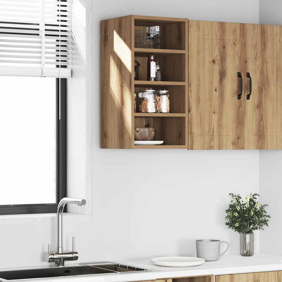 Hangkast 30x29,5x60 cm bewerkt hout artisanaal eikenkleur