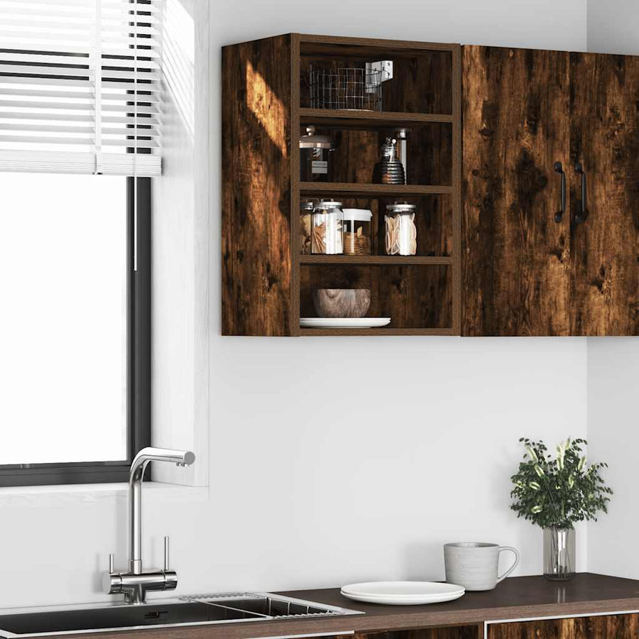 Hangkast 40x29,5x60 cm bewerkt hout gerookt eikenkleurig