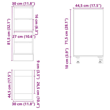 Onderkast 30x44,5x81,5 cm bewerkt hout artisanaal eikenkleur