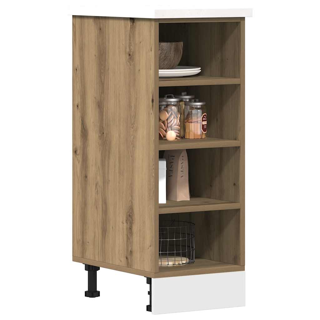 Onderkast 30x44,5x81,5 cm bewerkt hout artisanaal eikenkleur