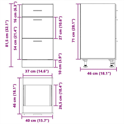 Onderkast 40x46x81,5 cm bewerkt hout gerookt eikenkleurig