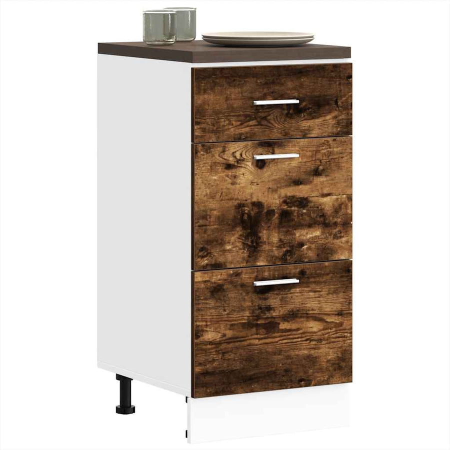 Onderkast 40x46x81,5 cm bewerkt hout gerookt eikenkleurig