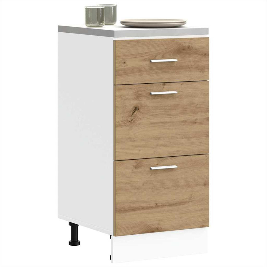 Onderkast 40x46x81,5 cm bewerkt hout artisanaal eikenkleur