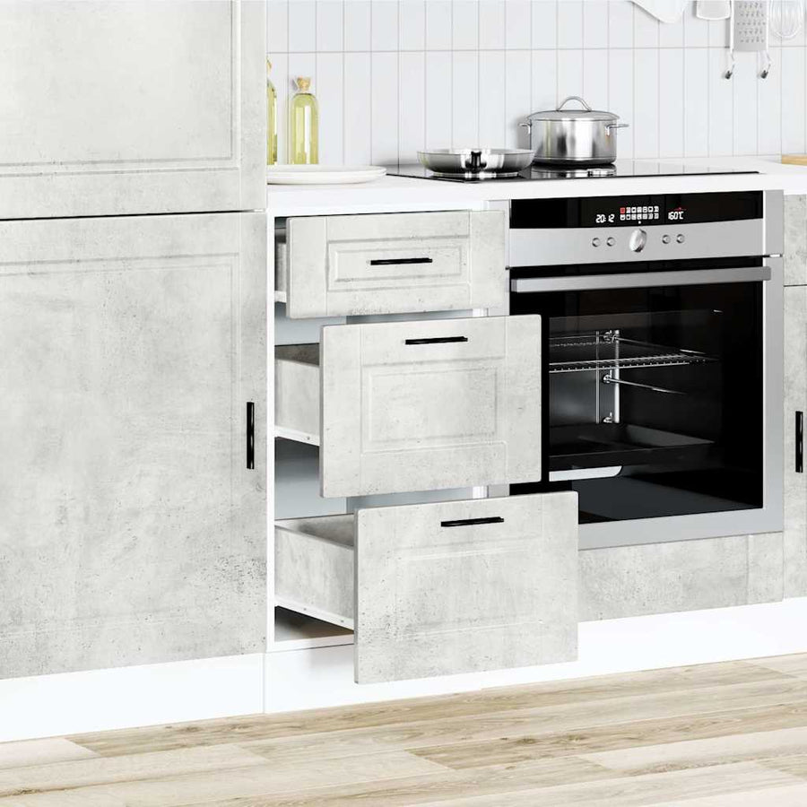 Keuken onderkast Porto bewerkt hout betongrijs