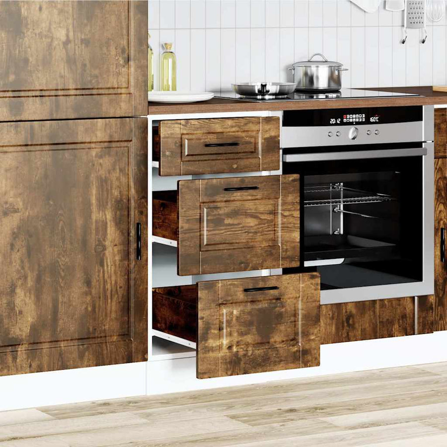 Keuken onderkast Porto bewerkt hout gerookt eikenkleurig