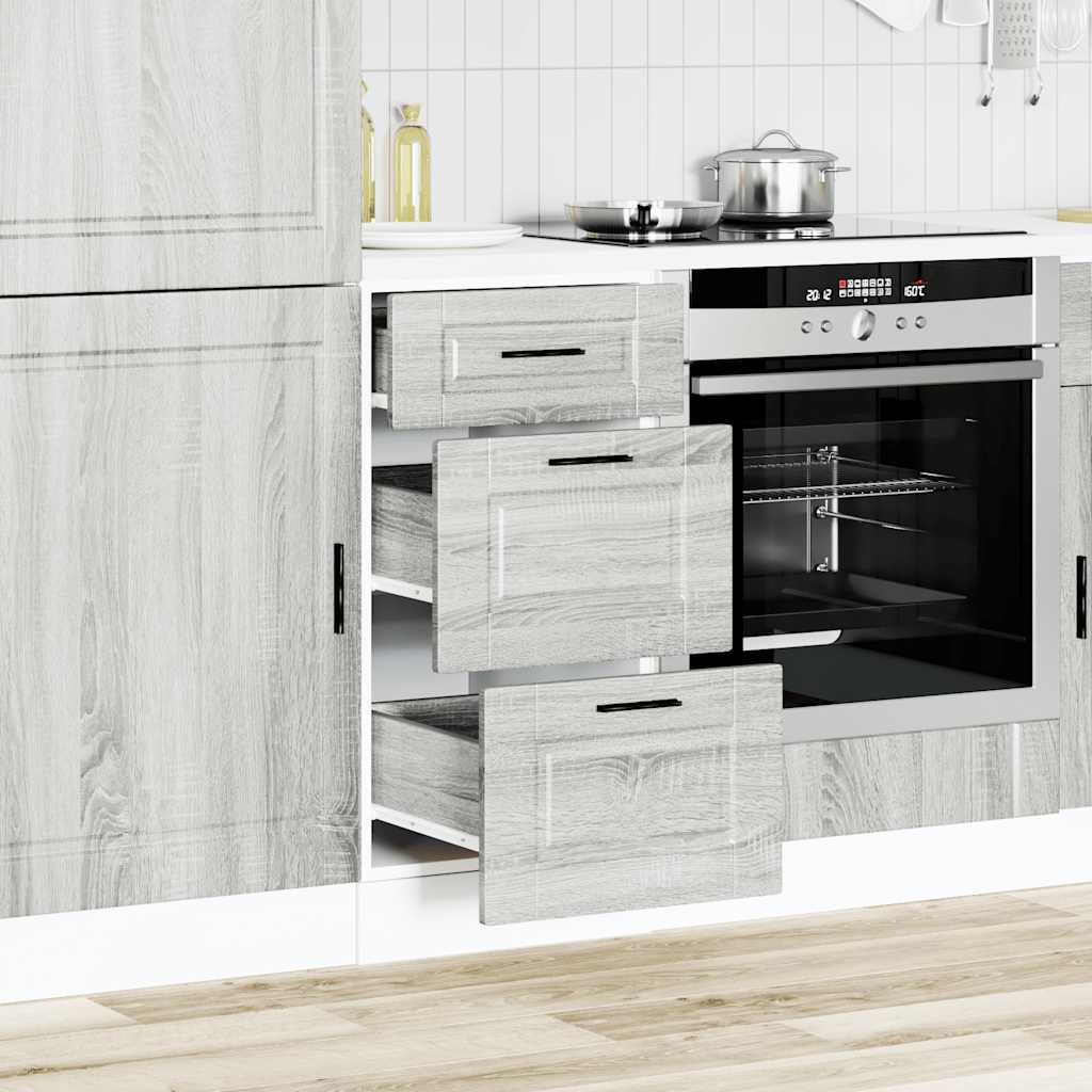 Keuken onderkast Porto bewerkt hout grijs sonoma eiken