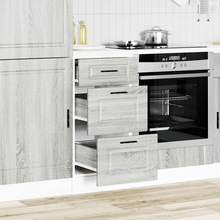 Keuken onderkast Porto bewerkt hout grijs sonoma eiken