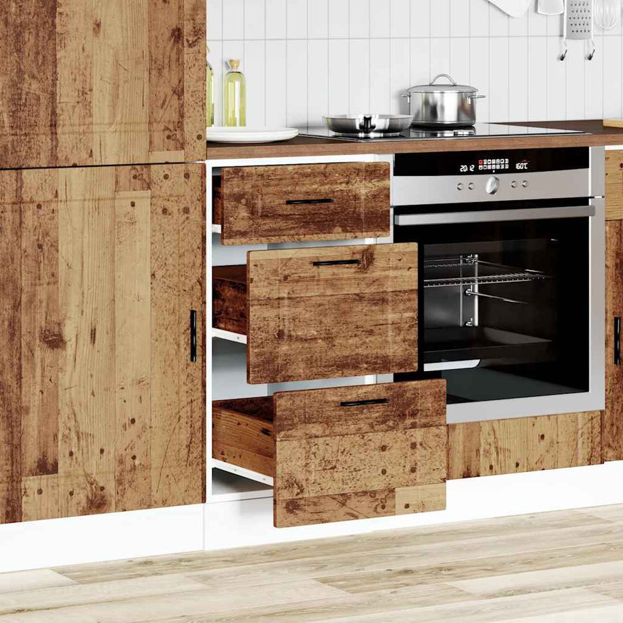 Keuken onderkast Porto bewerkt hout oud houtkleurig