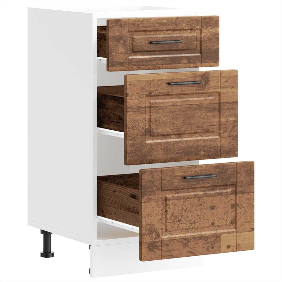 Keuken onderkast Porto bewerkt hout oud houtkleurig