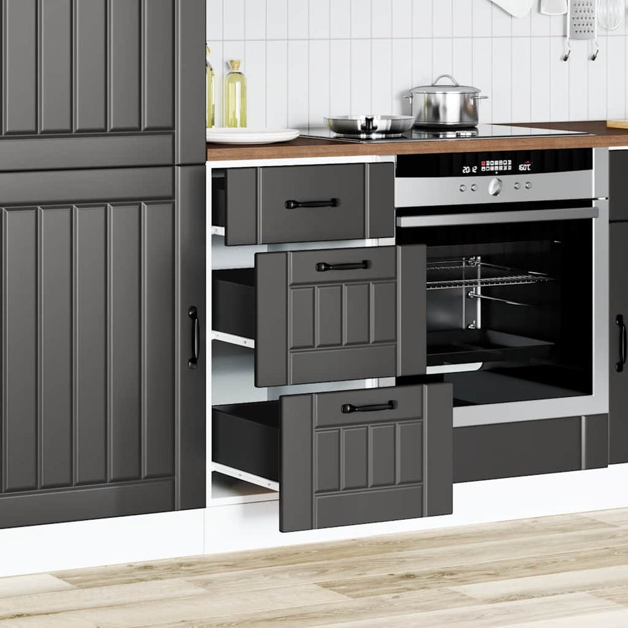 Keuken onderkast Lucca bewerkt hout zwart