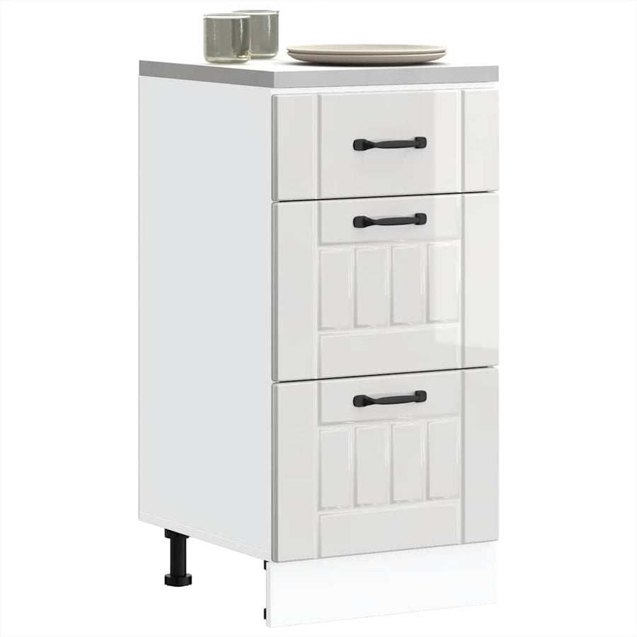 Keuken onderkast Lucca bewerkt hout hoogglans wit