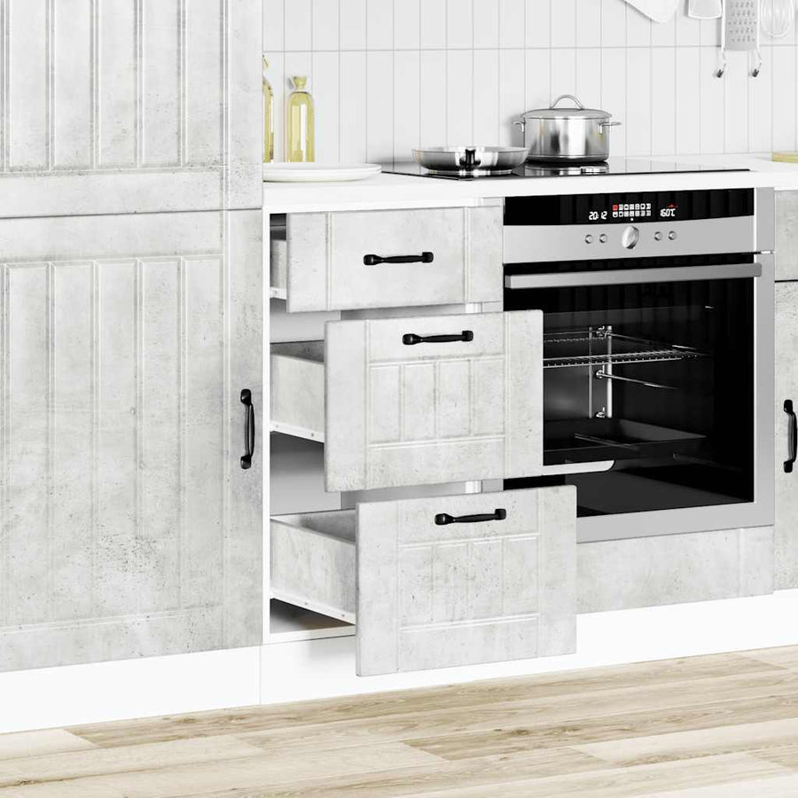 Keuken onderkast Lucca bewerkt hout betongrijs