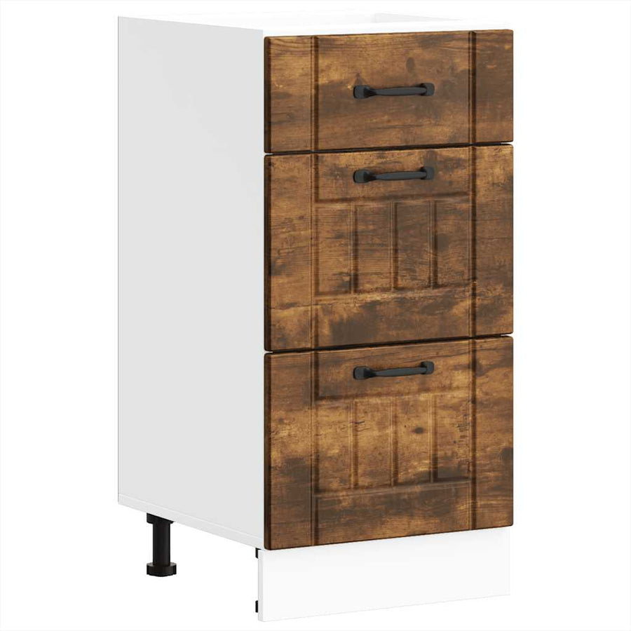 Keuken onderkast Lucca bewerkt hout gerookt eikenkleurig