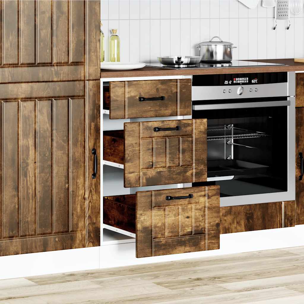Keuken onderkast Lucca bewerkt hout gerookt eikenkleurig