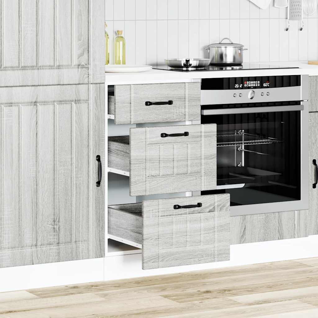 Keuken onderkast Lucca bewerkt hout grijs sonoma eikenkleur