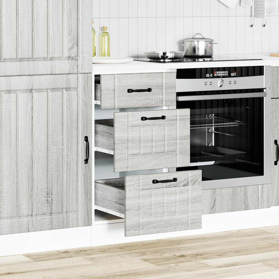 Keuken onderkast Lucca bewerkt hout grijs sonoma eikenkleur