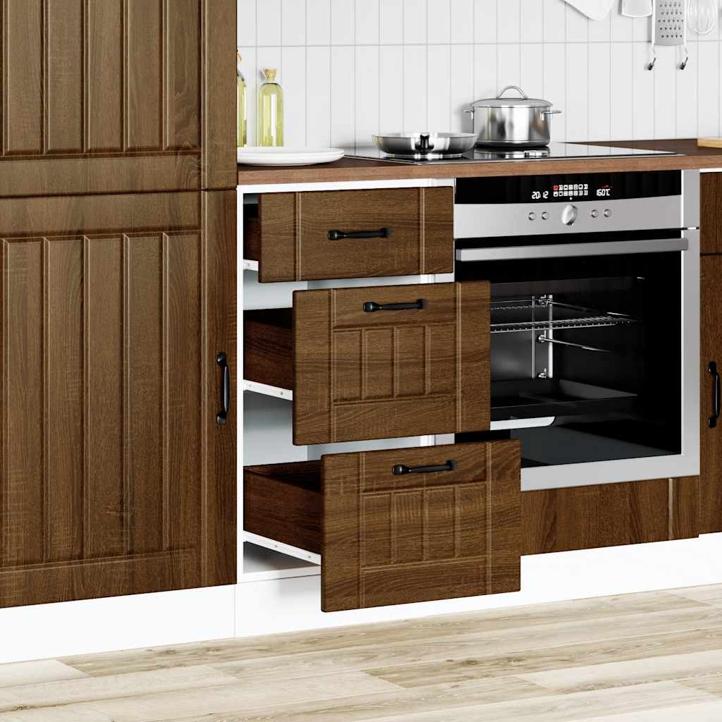 Keuken onderkast Lucca bewerkt hout bruin eikenkleur