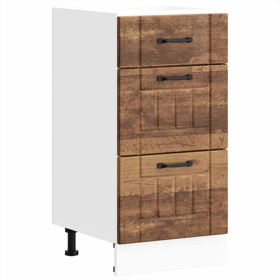 Keuken onderkast Lucca bewerkt hout oud houtkleurig