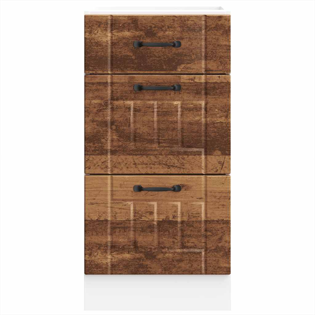 Keuken onderkast Lucca bewerkt hout oud houtkleurig