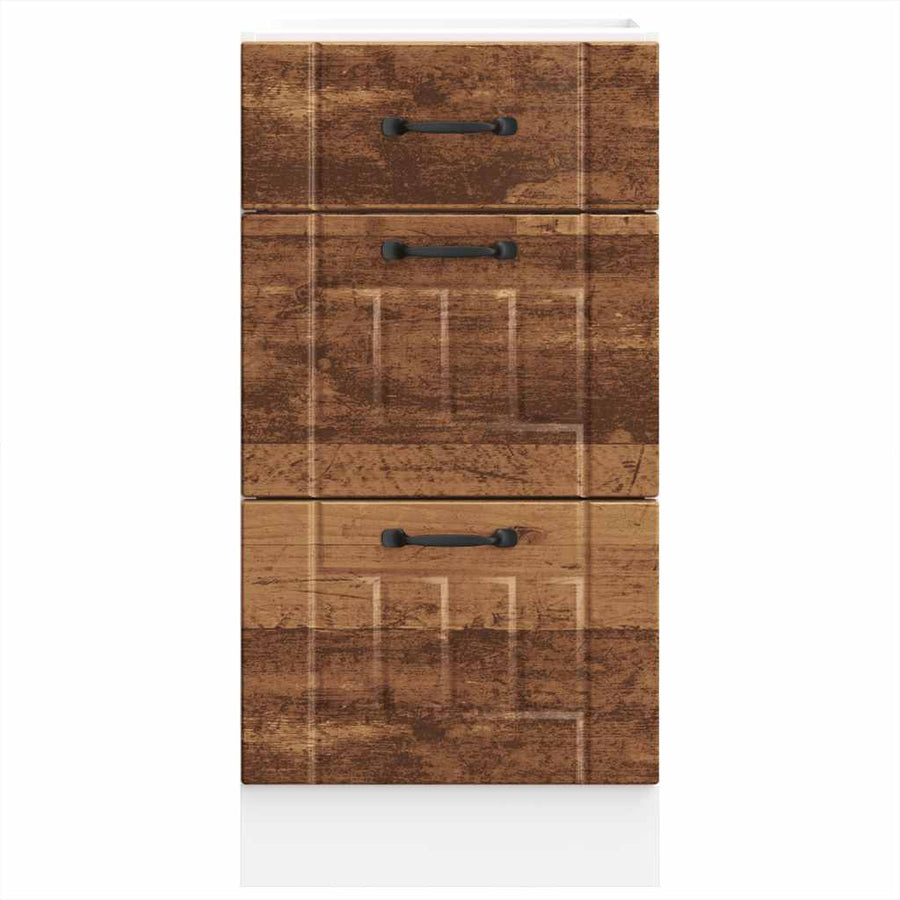 Keuken onderkast Lucca bewerkt hout oud houtkleurig