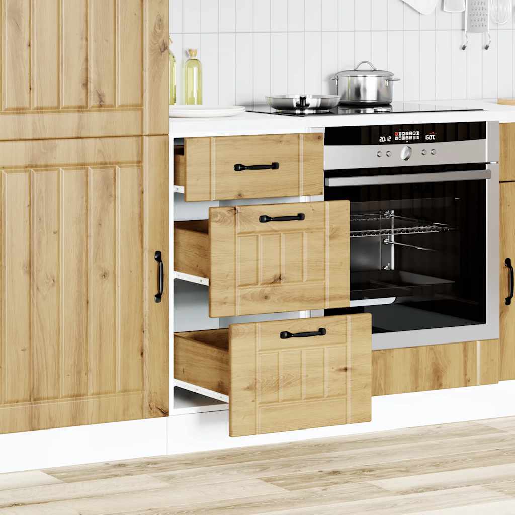 Keuken onderkast Lucca bewerkt hout artisanaal eikenkleur