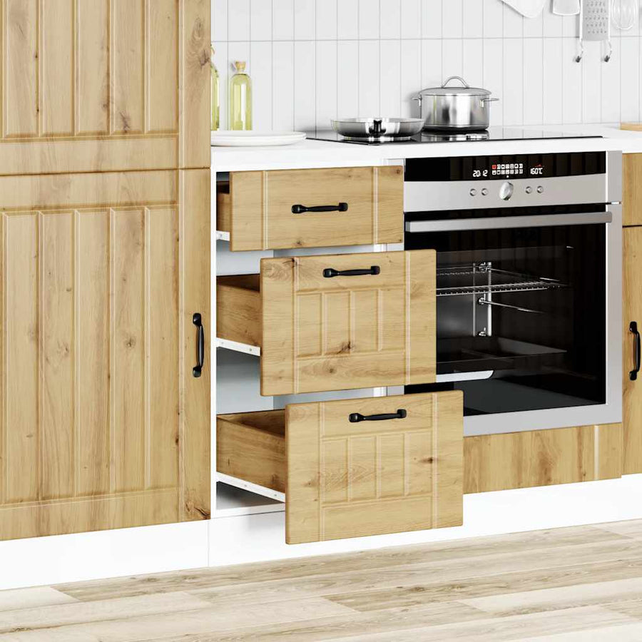 Keuken onderkast Lucca bewerkt hout artisanaal eikenkleur
