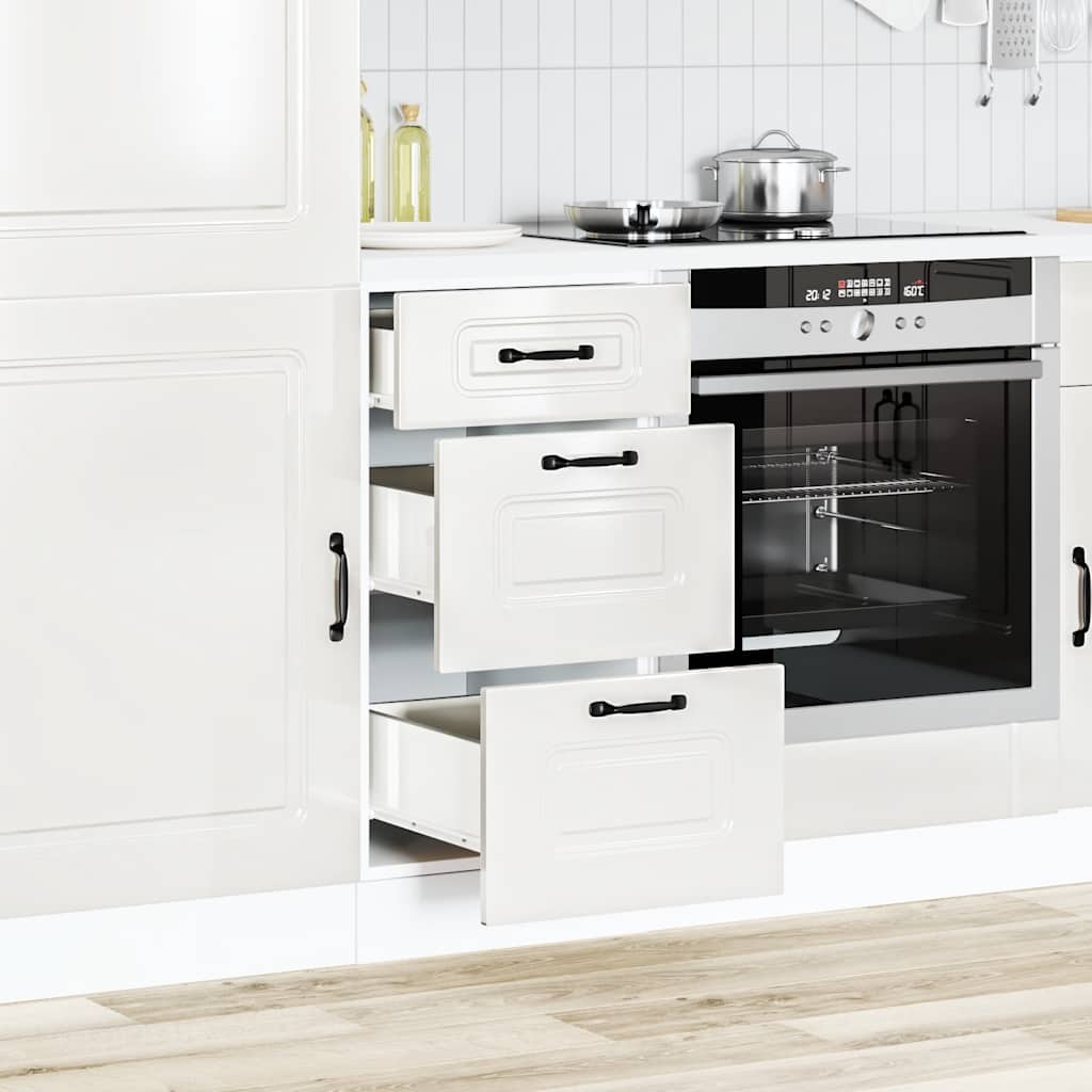 Keuken onderkast Kalmar bewerkt hout hoogglans wit