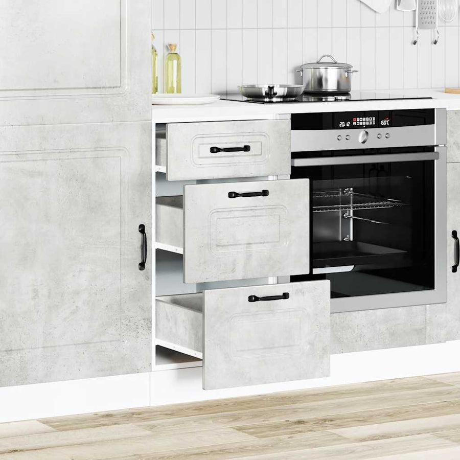 Keuken onderkast Kalmar bewerkt hout betongrijs