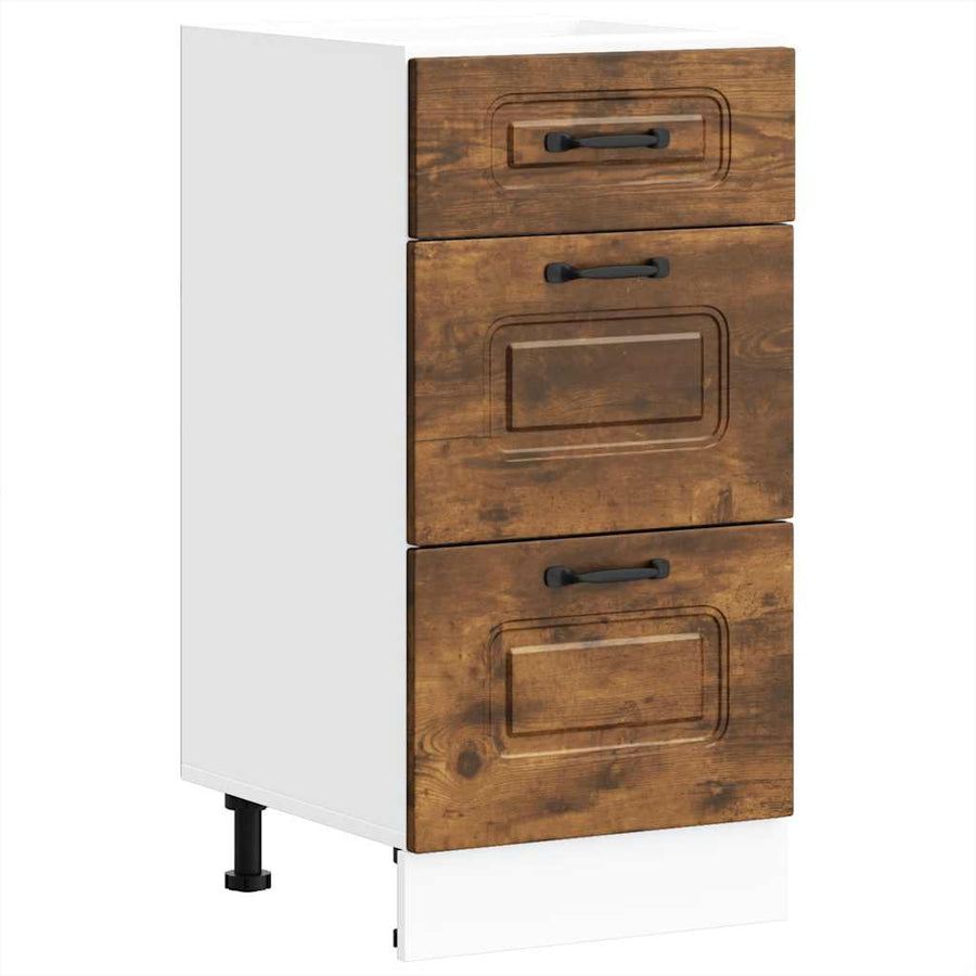 Keuken onderkast Kalmar bewerkt hout gerookt eikenkleurig