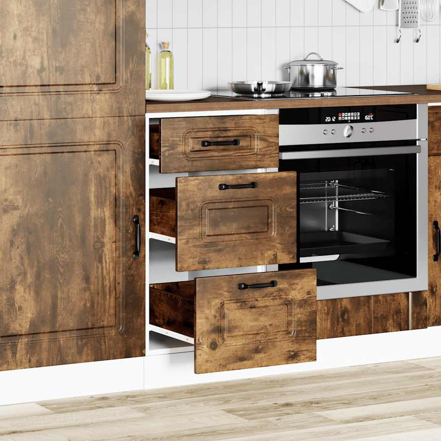 Keuken onderkast Kalmar bewerkt hout gerookt eikenkleurig