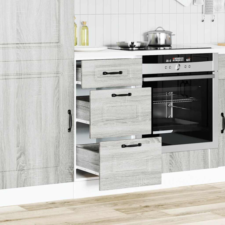Keuken onderkast Kalmar bewerkt hout grijs sonoma eiken