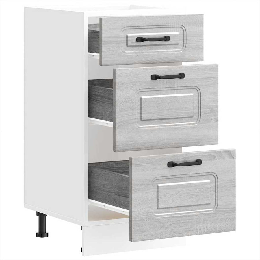 Keuken onderkast Kalmar bewerkt hout grijs sonoma eiken