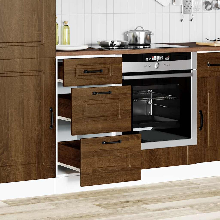 Keuken onderkast Kalmar bewerkt hout bruin eikenkleur