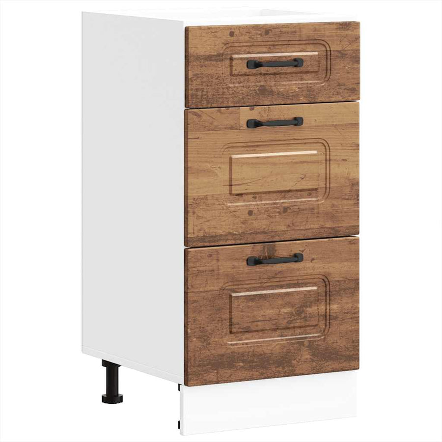 Keuken onderkast Kalmar bewerkt hout oud houtkleurig