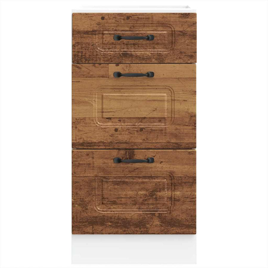 Keuken onderkast Kalmar bewerkt hout oud houtkleurig
