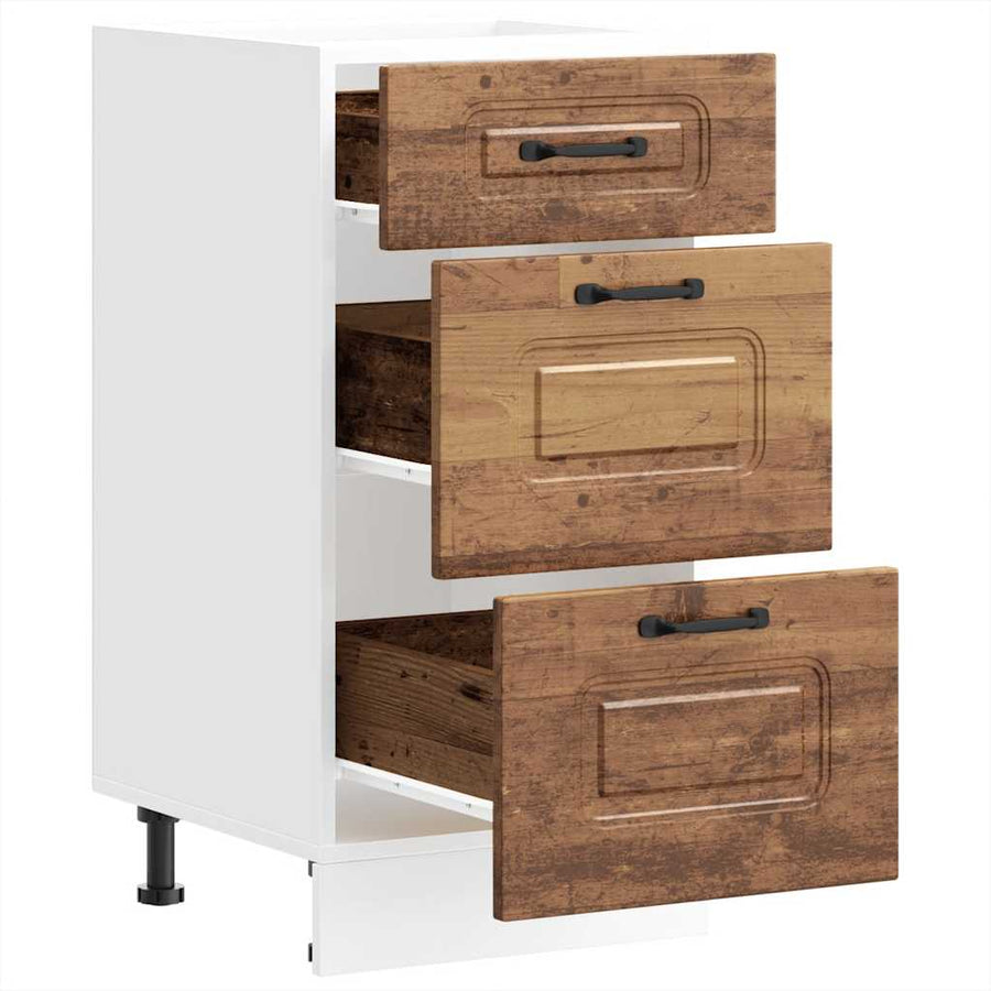 Keuken onderkast Kalmar bewerkt hout oud houtkleurig