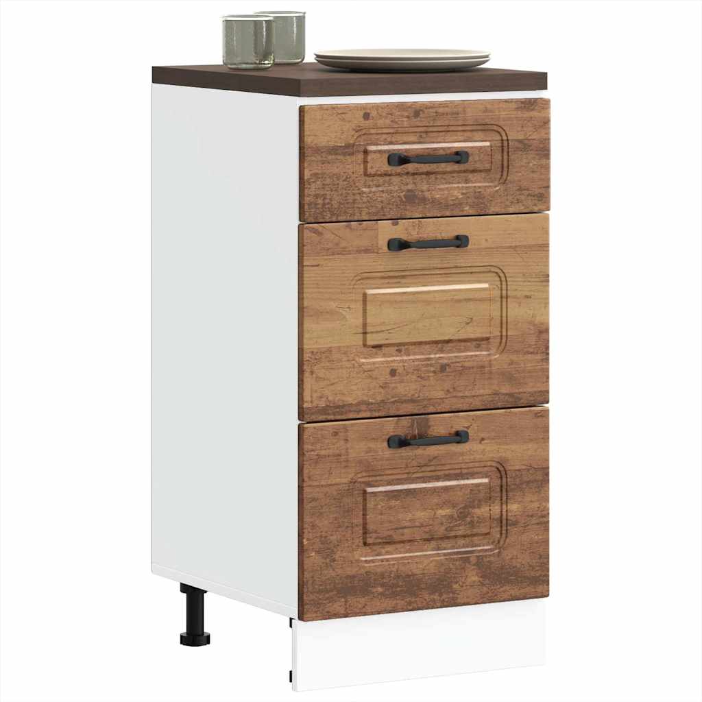 Keuken onderkast Kalmar bewerkt hout oud houtkleurig