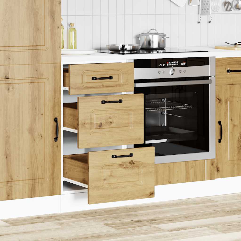 Keuken onderkast Kalmar bewerkt hout artisanaal eikenkleur