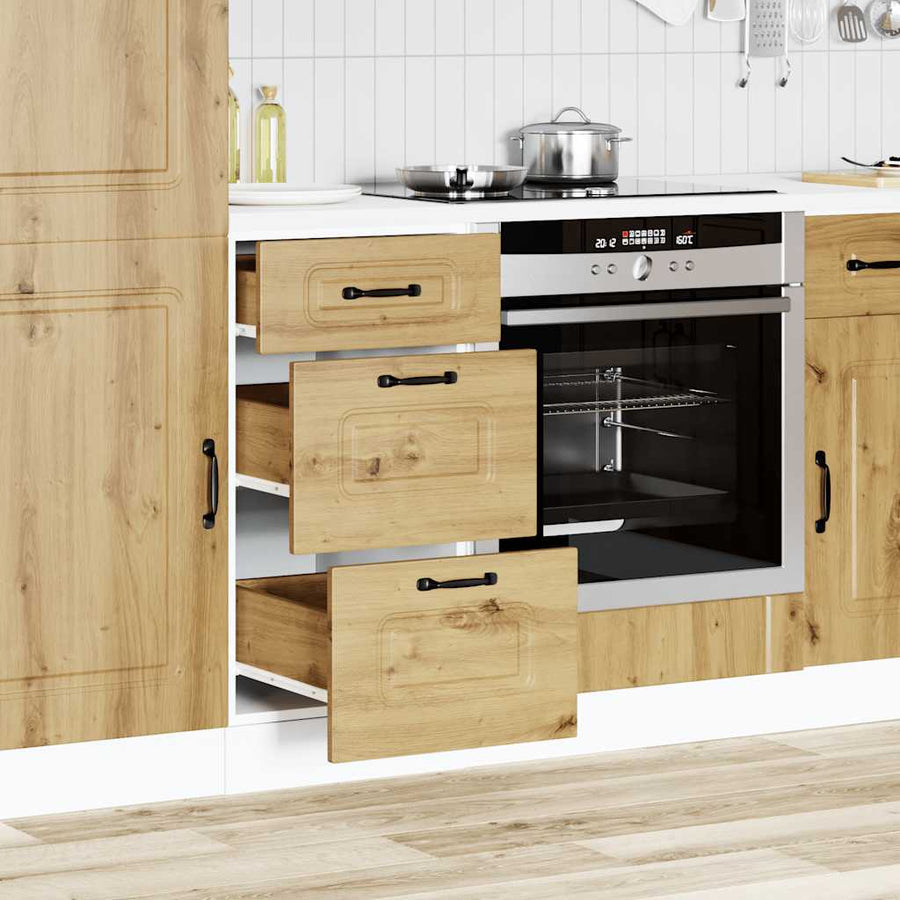 Keuken onderkast Kalmar bewerkt hout artisanaal eikenkleur