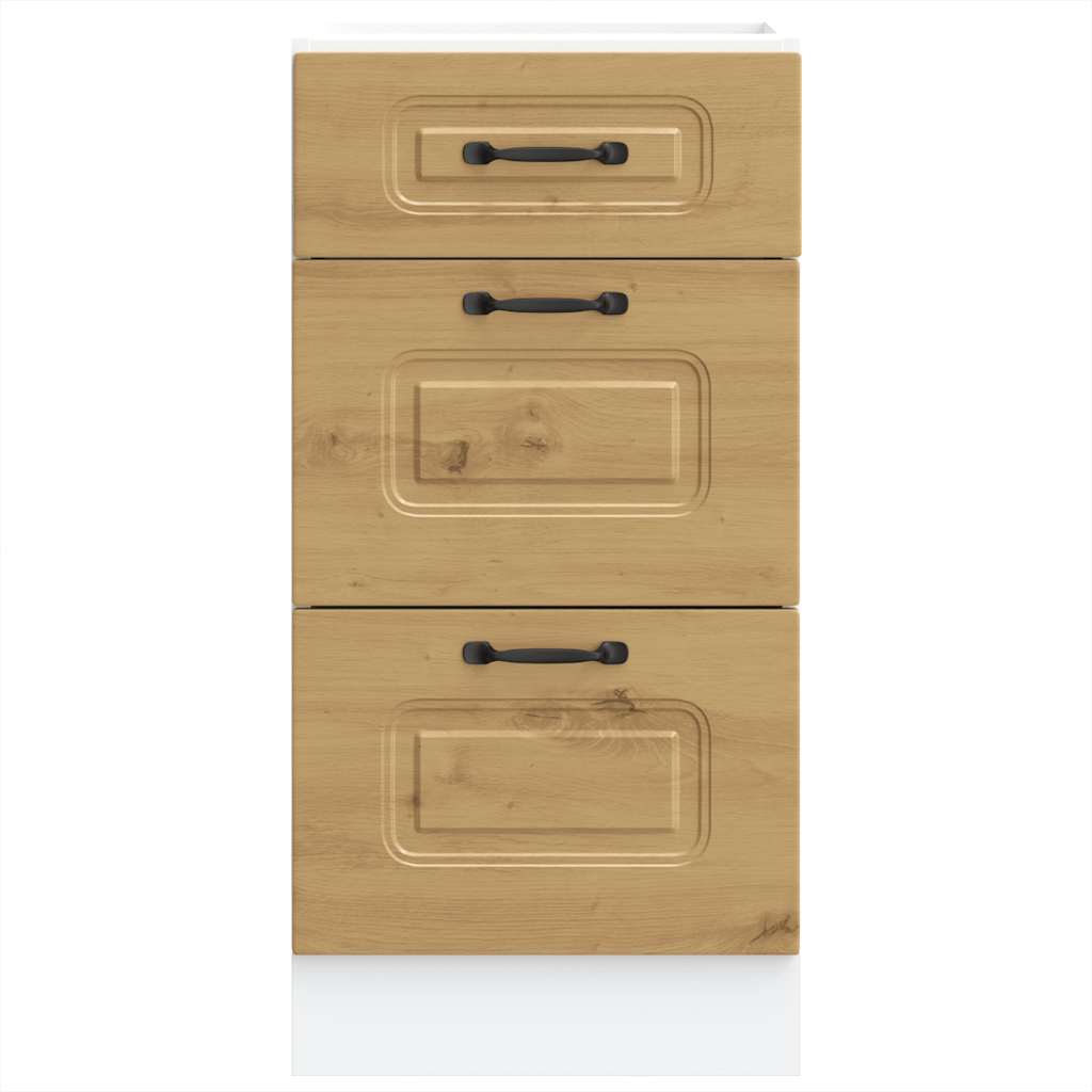 Keuken onderkast Kalmar bewerkt hout artisanaal eikenkleur